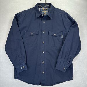 Woolrich Men's L Blue Flannel Lined Button Heavy Workwear Shirt Jacket Large VTG